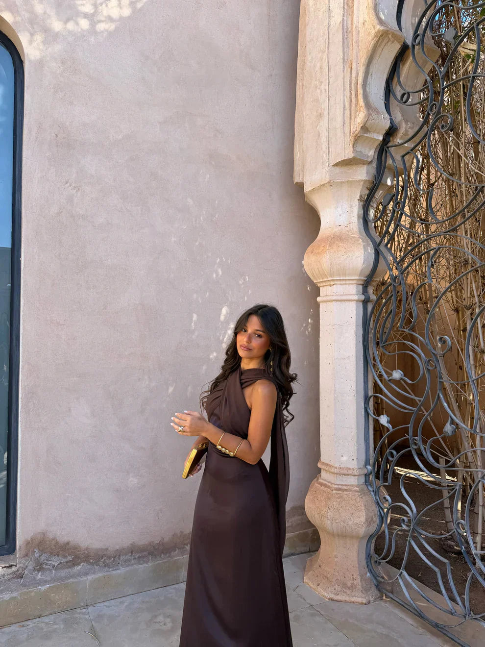 Noa | Vestido Liso Vintage con Lazo y Cintura Alta