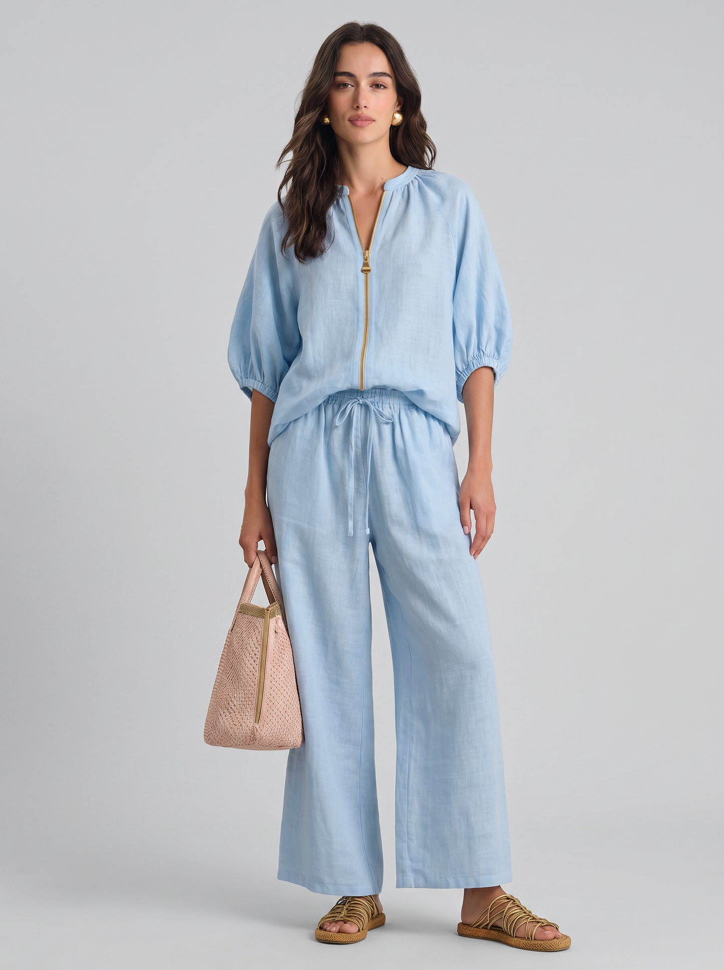 Alba | Conjunto de dos piezas: Camisa de estilo relajado y pantalón de pernera ancha